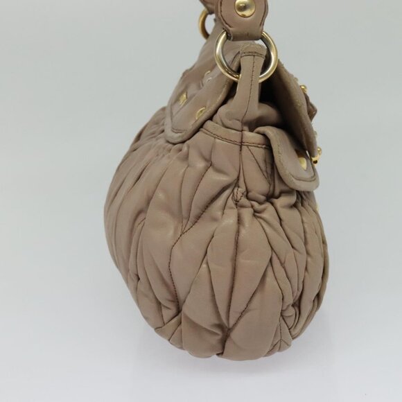 Miu Miu Matelasse Hand Bag Leather 2way Pink Gold Auth 120471 - Picture 4 of 16